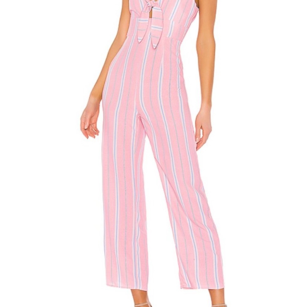 REVOLVE Pink and White Striped Jumpsuit